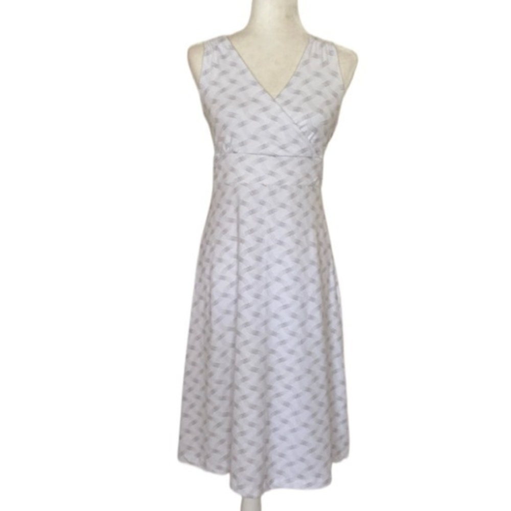 Eddie Bauer Women’s Travex Casual White Crossover Stretch Jersey Midi Dress Sz 6